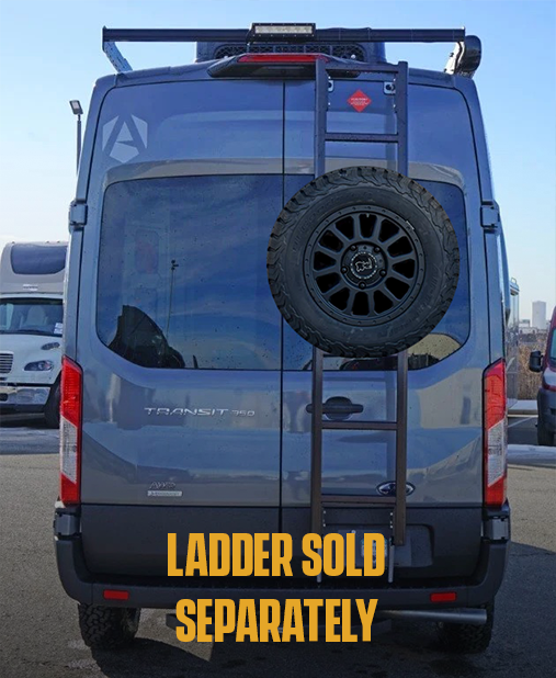 Ford Transit Rear Spare Tire Rack for Prime Designs Ladder