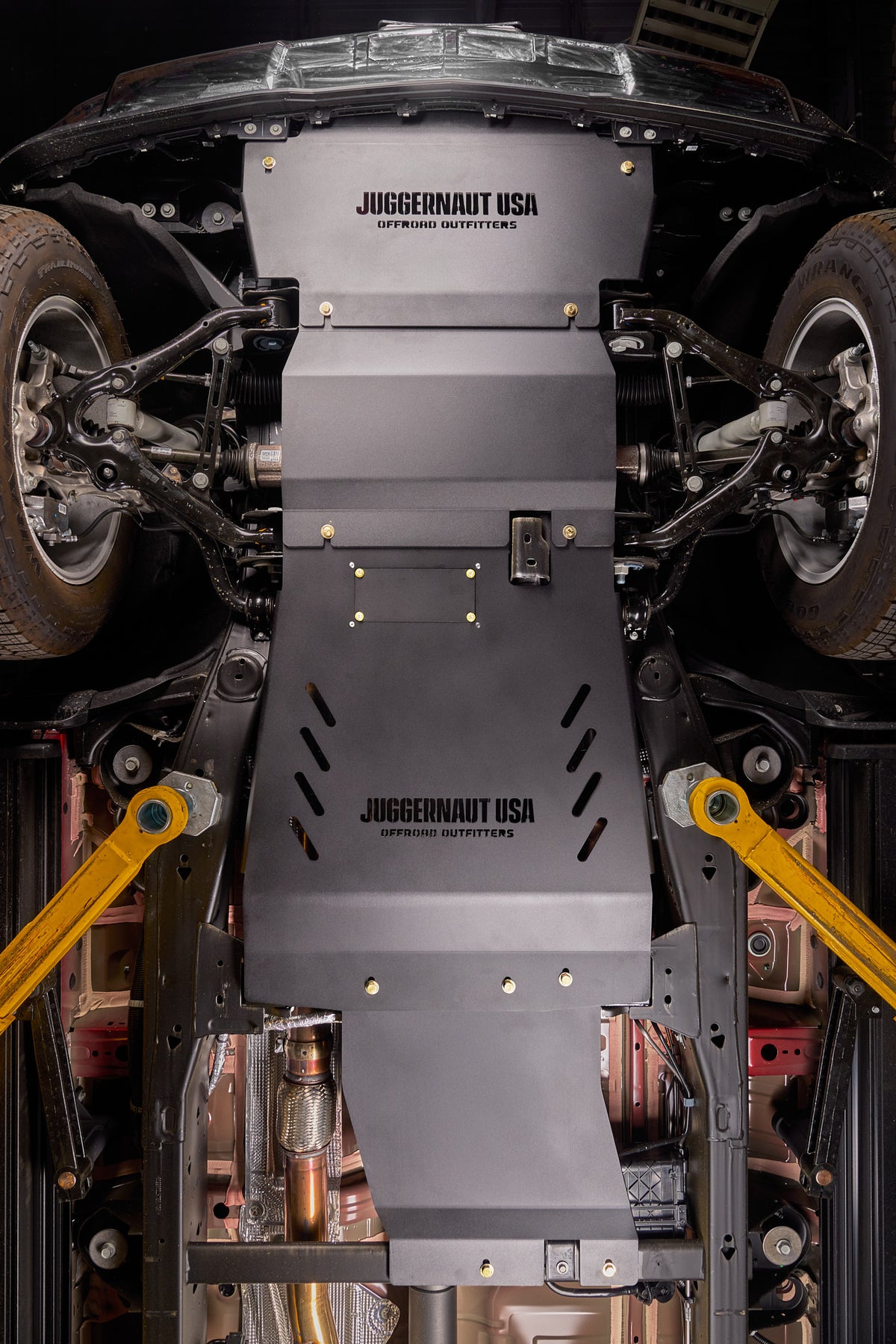 2019-2026 Chevy Silverado 1500 Skid Plate Package / GMC Sierra 1500 Skid Plate Package — CNC-cut 1/4 inch aluminum, made in Colorado by Juggernaut USA