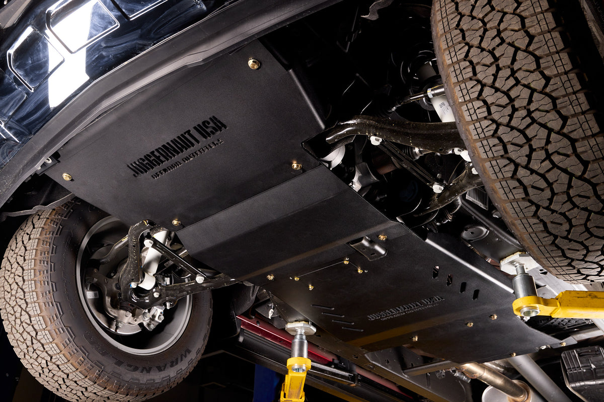 2019-2026 Chevy Silverado 1500 Skid Plate Package / GMC Sierra 1500 Skid Plate Package — CNC-cut 1/4 inch aluminum, made in Colorado by Juggernaut USA (view 2)