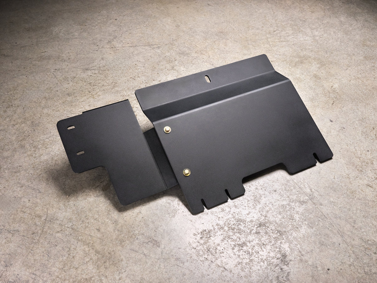 2017-2026 Ford F-150 Raptor Transfer Case Skid Plate — CNC-cut 1/4 inch aluminum, made in Colorado by Juggernaut USA