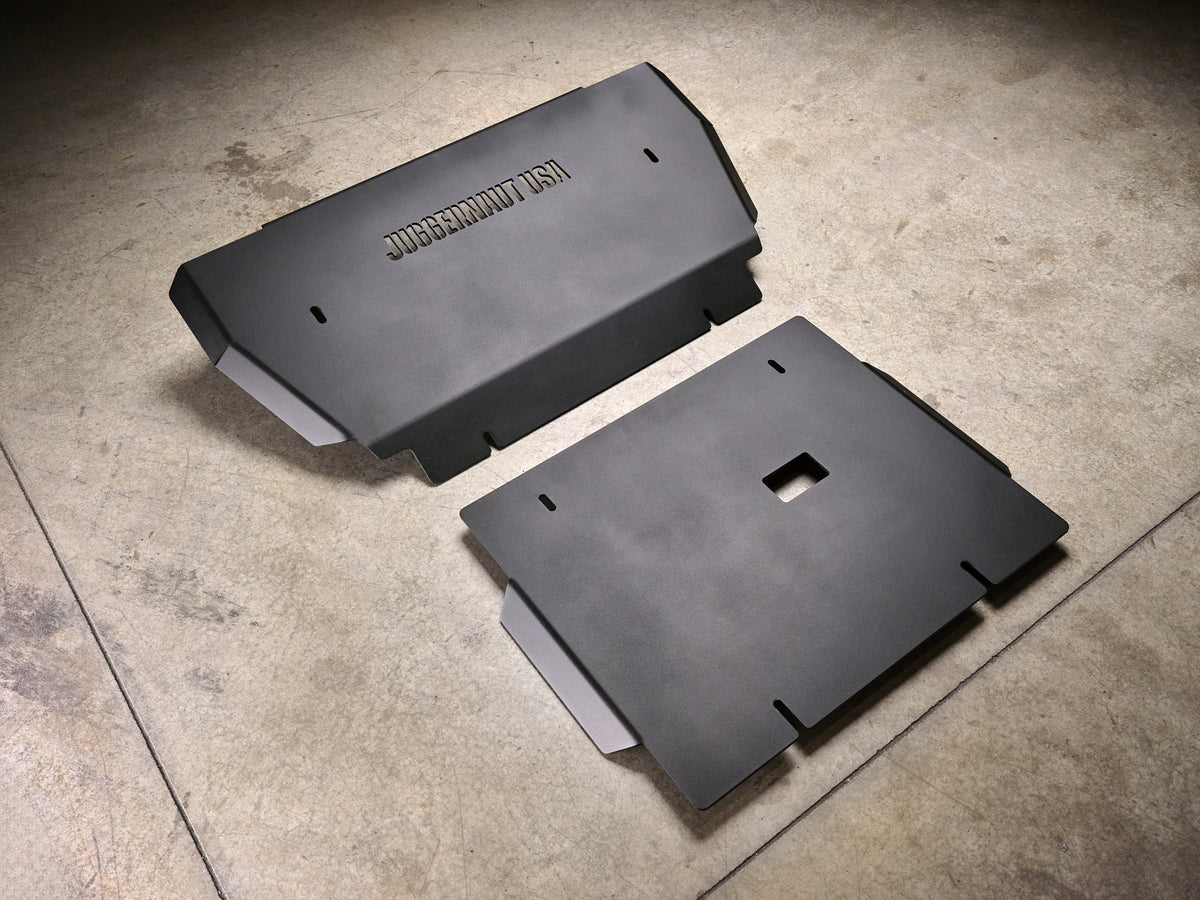 2017-2026 Ford F-150 Raptor Engine Skid Plate — CNC-cut 1/4 inch aluminum, made in Colorado by Juggernaut USA