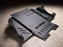 2017-2026 Ford F-150 Raptor Transmission Skid Plate — CNC-cut 1/4 inch aluminum, made in Colorado by Juggernaut USA (view 2)