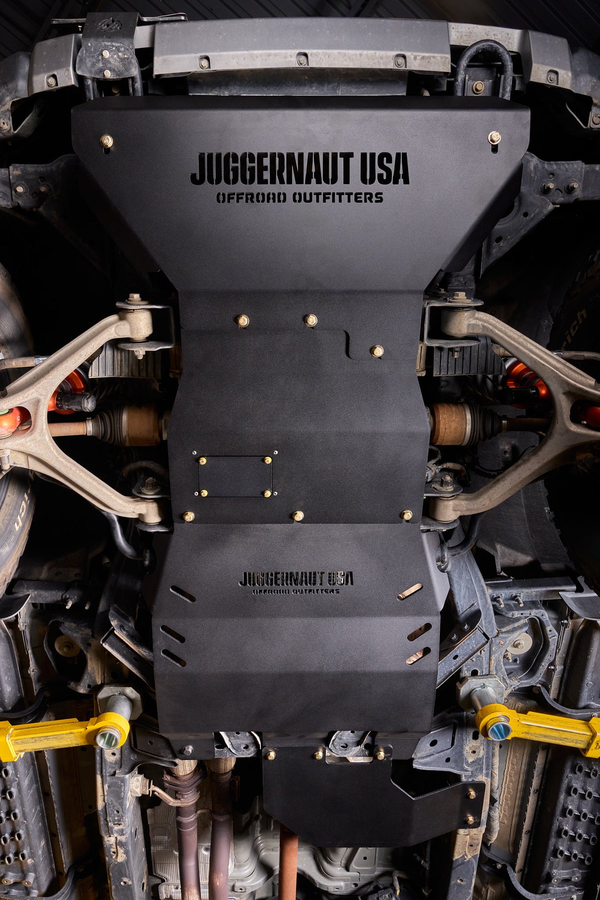 2024-2026 Ford Ranger / Ranger Raptor Skid Plate Package — CNC-cut 1/4 inch aluminum, made in Colorado by Juggernaut USA (view 2)