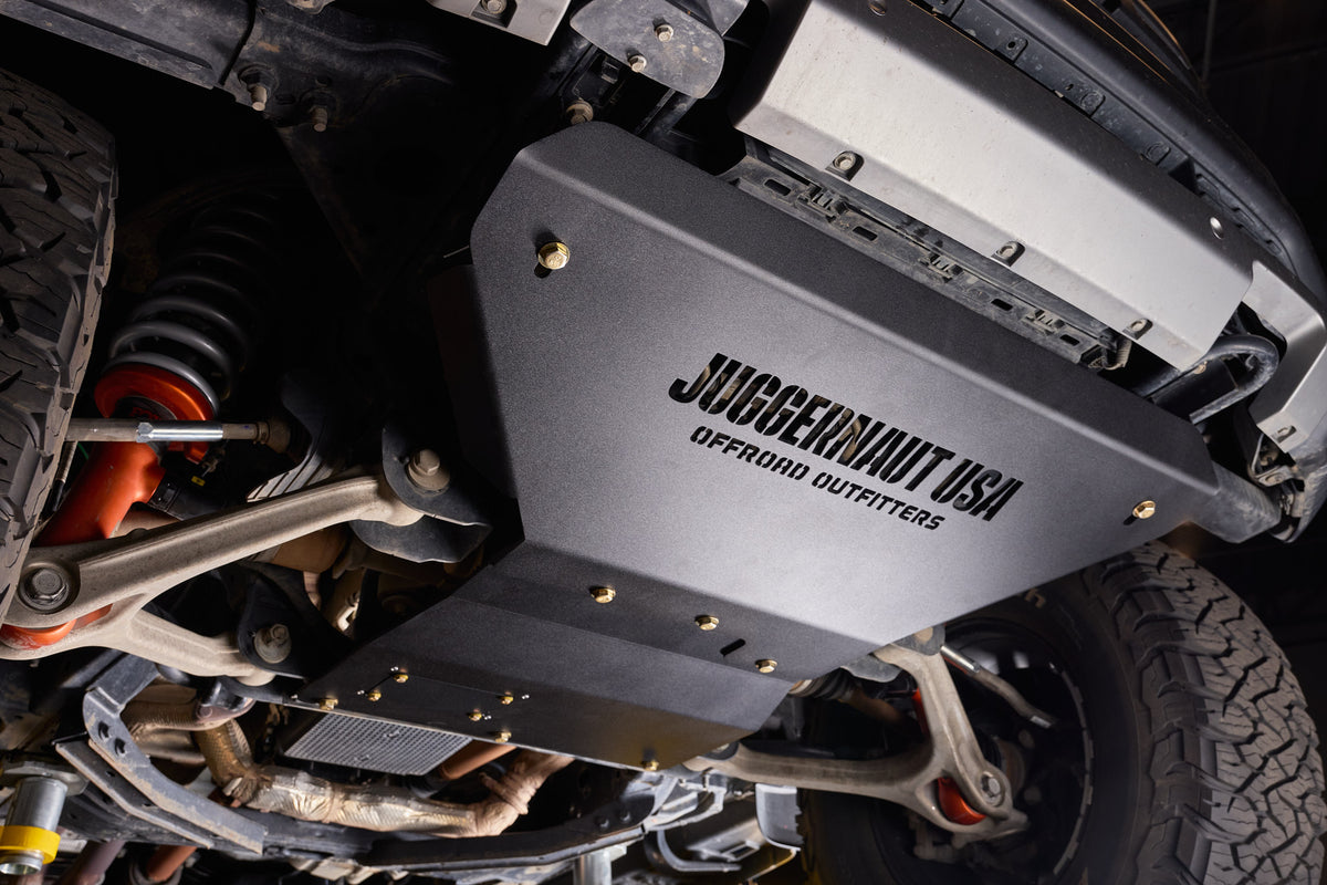 2024-2026 Ford Ranger / Ranger Raptor Engine Skid Plate — CNC-cut 1/4 inch aluminum, made in Colorado by Juggernaut USA (view 2)
