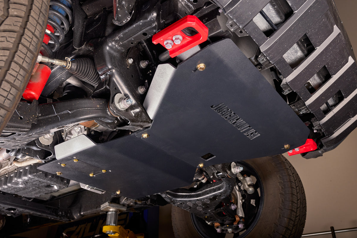Toyota 4Runner engine skid plate — mounting detail