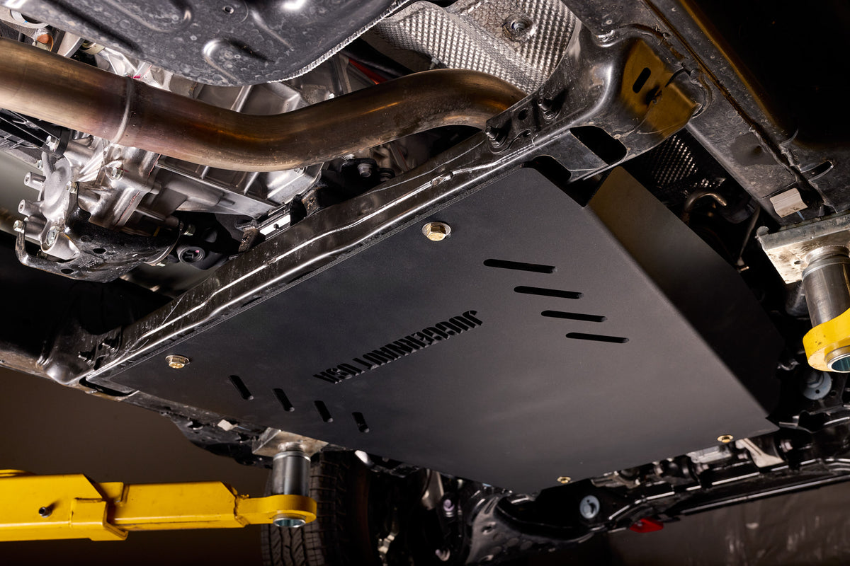Toyota 4Runner transmission skid plate — mounting detail