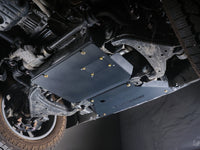 Toyota Land Cruiser engine skid plate installed, angle view