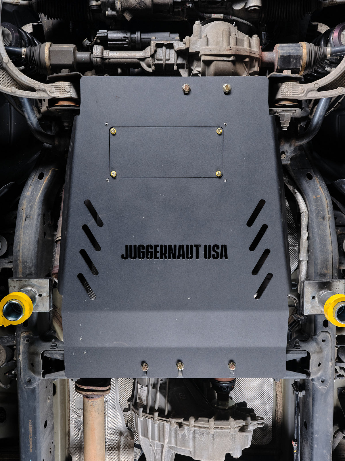 Ram TRX and RHO skid plate package: transmission skid plate and cat shield, black powder-coated 1/4 inch aluminum
