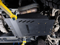 Ram 1500 transmission skid plate detail, black powder-coated aluminum