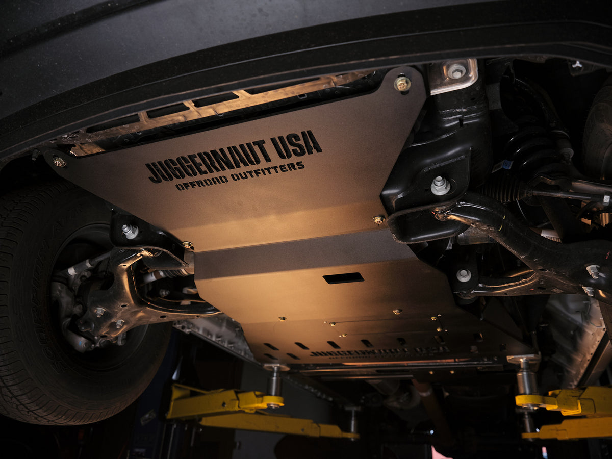 2015-2026 Ford F-150 Full Skid Plate Package — CNC-cut 1/4 inch aluminum, made in Colorado by Juggernaut USA
