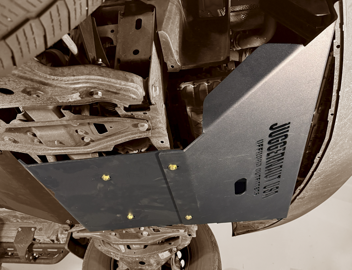 2023-2026 Mercedes Sprinter AWD Engine Skid Plate — CNC-cut 1/4 inch aluminum, made in Colorado by Juggernaut USA (view 4)