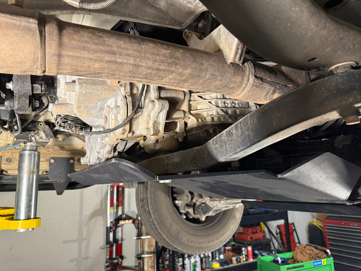 2023-2026 Mercedes Sprinter AWD Full Skid Plate Package / Mercedes Sprinter AWD Transfer Case & Transmission Skid Plate — CNC-cut 1/4 inch aluminum, made in Colorado by Juggernaut USA (view 2)