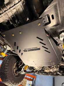 2023-2026 Chevy Colorado Transmission Skid Plate & Cat Shield / GMC Canyon Transmission Skid Plate & Cat Shield — CNC-cut 1/4 inch aluminum, made in Colorado by Juggernaut USA