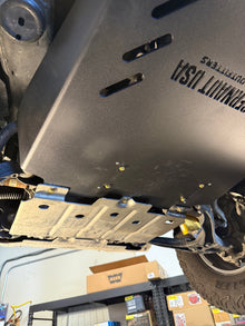 2023-2026 Chevy Colorado Transmission Skid Plate & Cat Shield / GMC Canyon Transmission Skid Plate & Cat Shield — CNC-cut 1/4 inch aluminum, made in Colorado by Juggernaut USA (view 2)