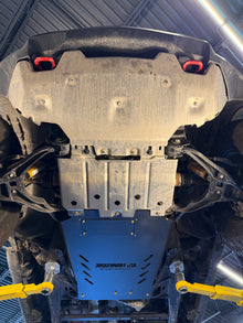2023-2026 Chevy Colorado Transmission Skid Plate & Cat Shield / GMC Canyon Transmission Skid Plate & Cat Shield — CNC-cut 1/4 inch aluminum, made in Colorado by Juggernaut USA (view 4)