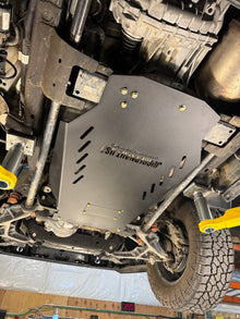 2020-2026 Chevy Silverado 2500HD/3500HD Transmission Skid Plate & Cat Shield — CNC-cut 1/4 inch aluminum, made in Colorado by Juggernaut USA (view 5)