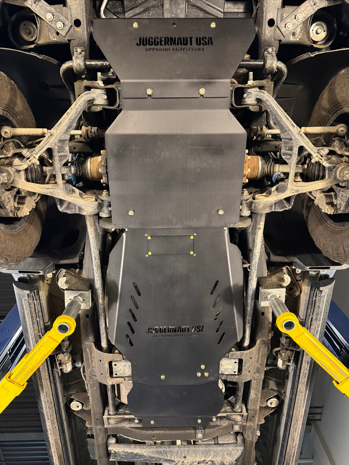 2020-2026 Chevy Silverado 2500HD/3500HD Skid Plate Package / GMC Sierra 2500HD/3500HD Skid Plate Package — CNC-cut 1/4 inch aluminum, made in Colorado by Juggernaut USA (view 2)