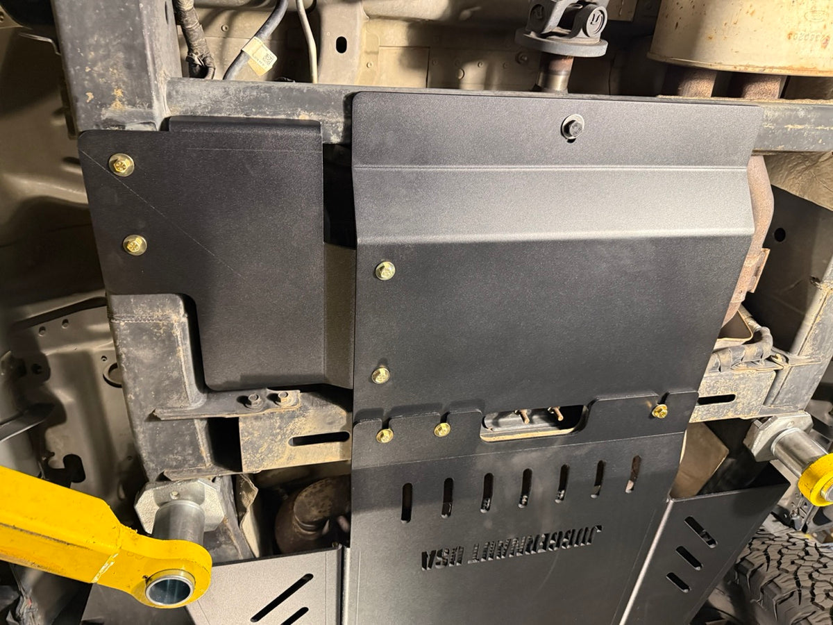2017-2026 Ford F-150 Raptor Transfer Case Skid Plate — CNC-cut 1/4 inch aluminum, made in Colorado by Juggernaut USA (view 2)