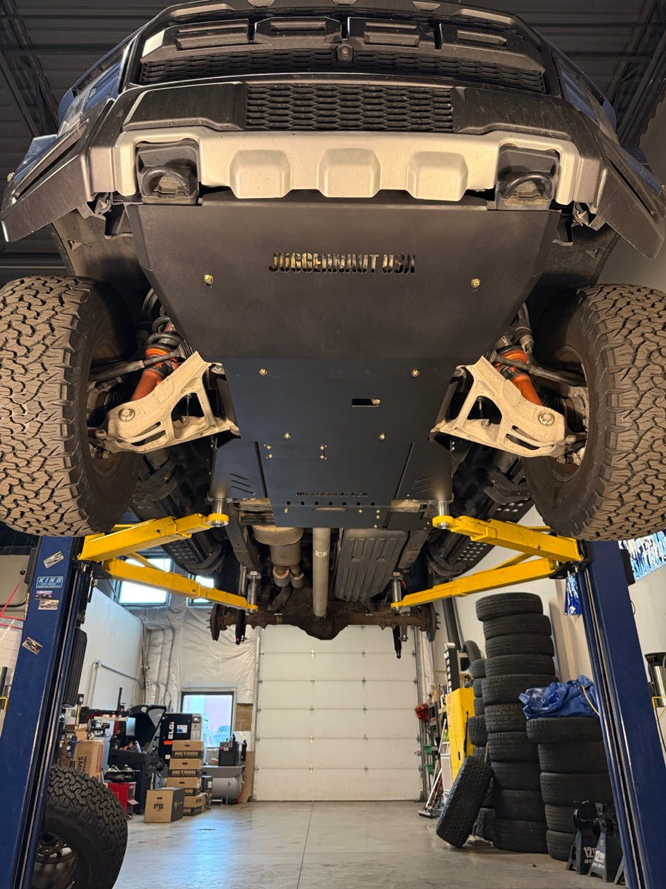 2017-2026 Ford F-150 Raptor Skid Plate Package — CNC-cut 1/4 inch aluminum, made in Colorado by Juggernaut USA (view 2)