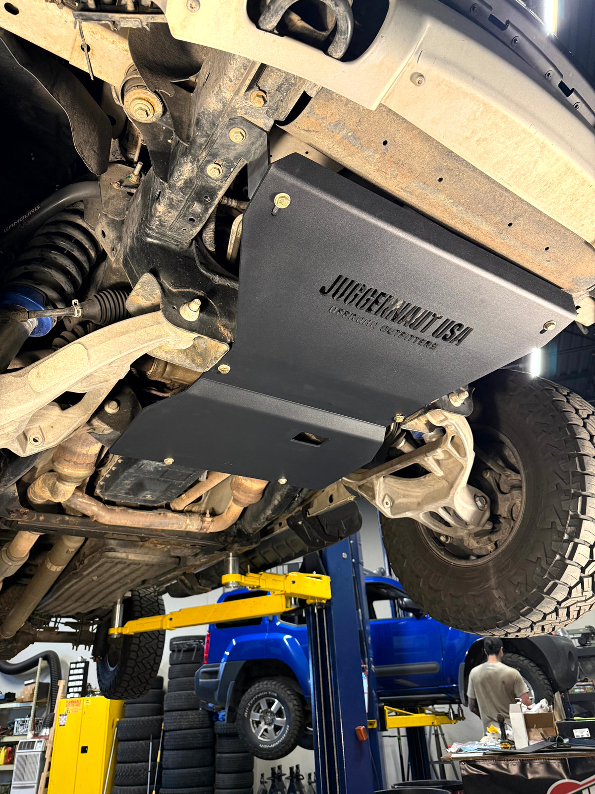 2009-2014 Ford F-150 Engine Skid Plate — CNC-cut 1/4 inch aluminum, made in Colorado by Juggernaut USA (view 4)