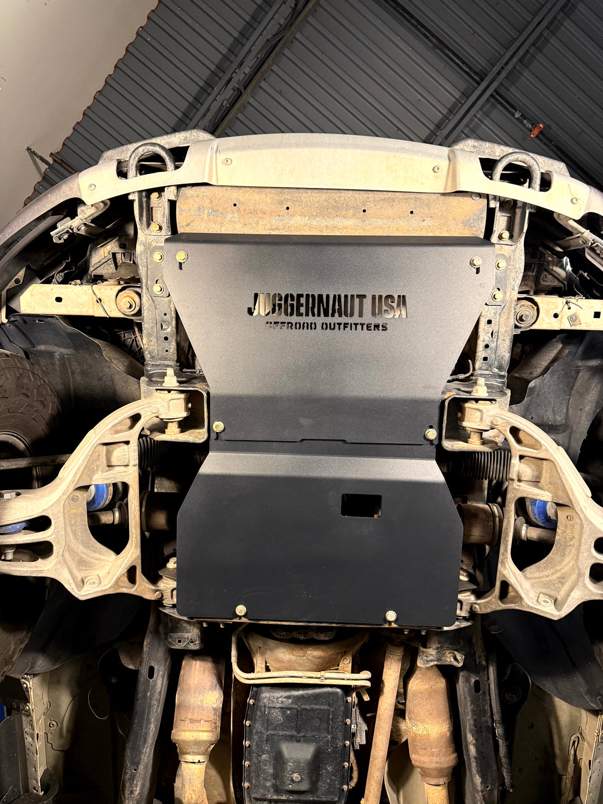 2009-2014 Ford F-150 Engine Skid Plate — CNC-cut 1/4 inch aluminum, made in Colorado by Juggernaut USA (view 3)