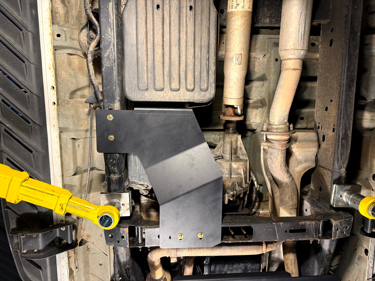 2009-2014 Ford F-150 Transfer Case Skid Plate — CNC-cut 1/4 inch aluminum, made in Colorado by Juggernaut USA (view 3)