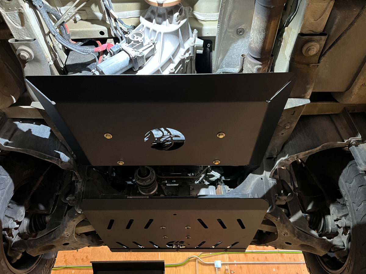 2019-2022 Mercedes Sprinter 4x4 Transfer Case Skid Plate — CNC-cut 1/4 inch aluminum, made in Colorado by Juggernaut USA (view 2)